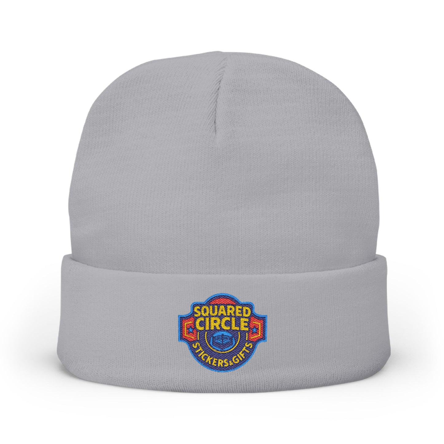 Squared Circle Embroidered Knit Beanie