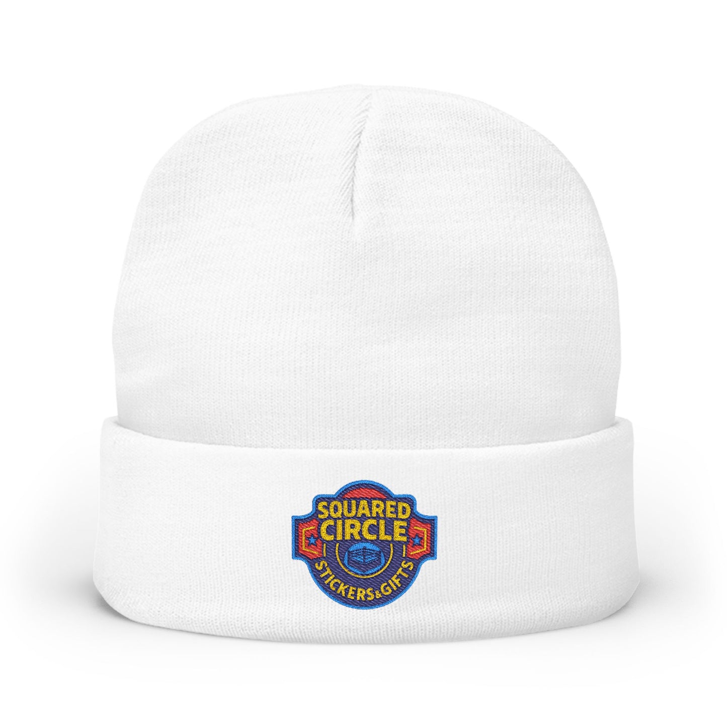 Squared Circle Embroidered Knit Beanie