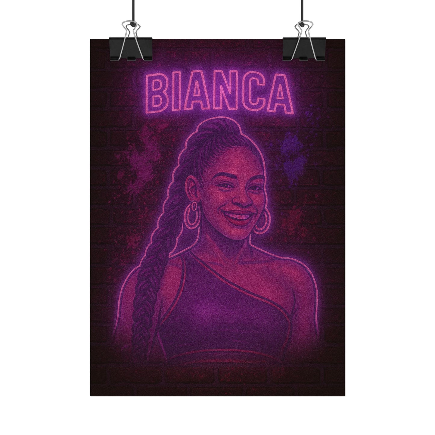 Bianca Belair Neon Rolling Poster