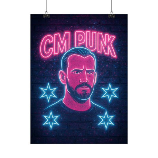 CM Punk Neon Rolling Poster