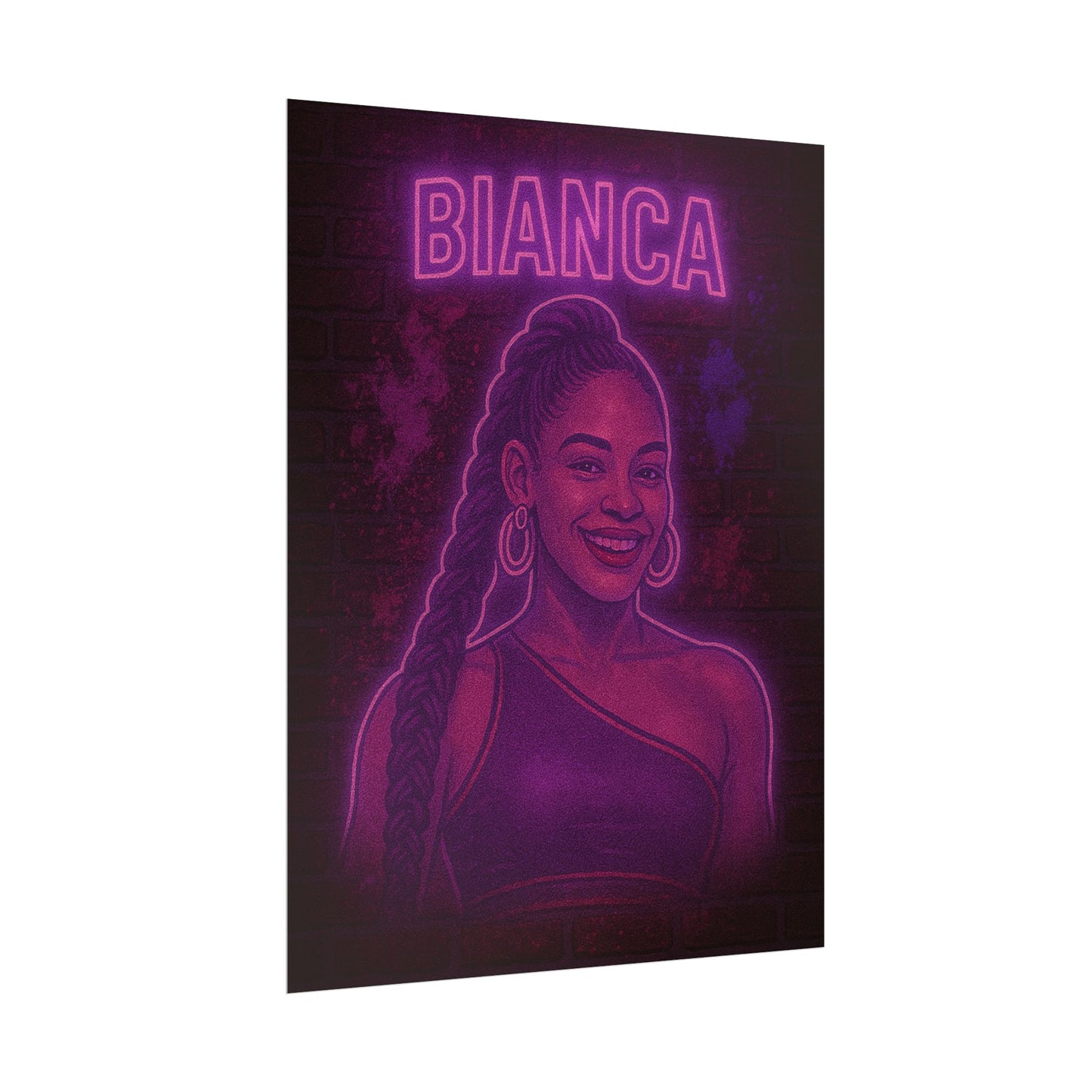 Bianca Belair Neon Rolling Poster
