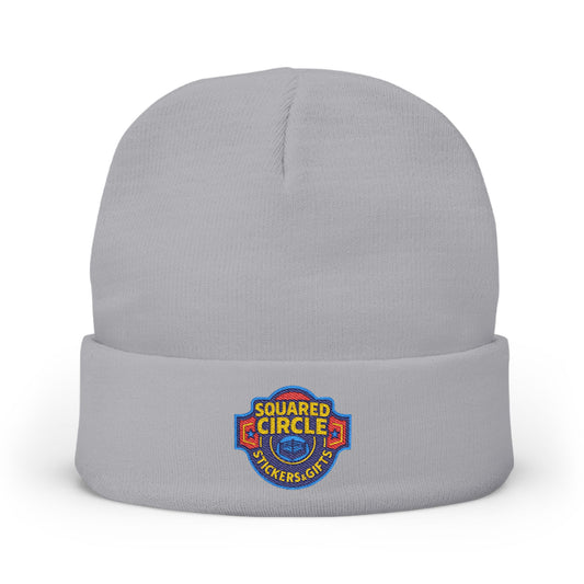 Squared Circle Embroidered Knit Beanie