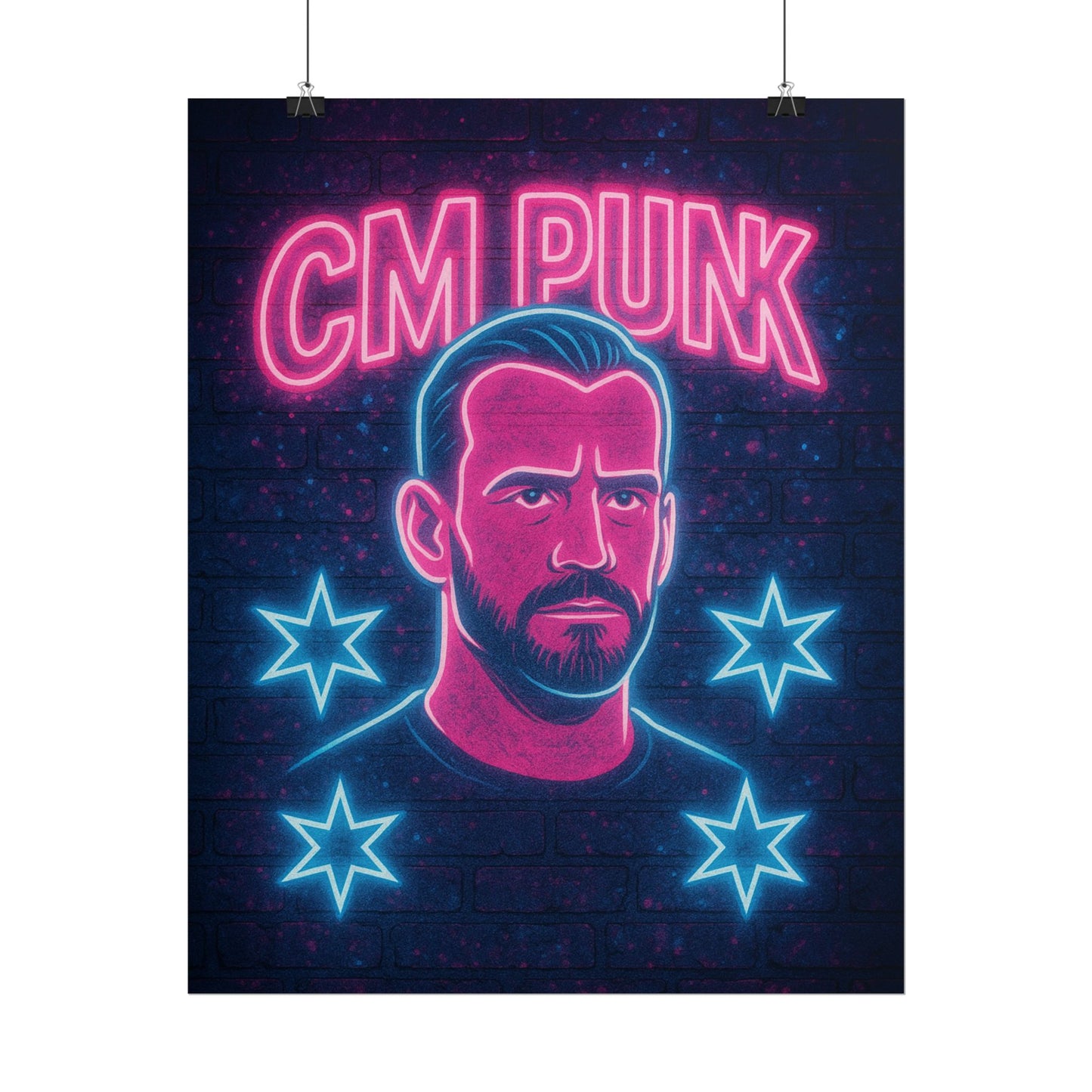 CM Punk Neon Rolling Poster