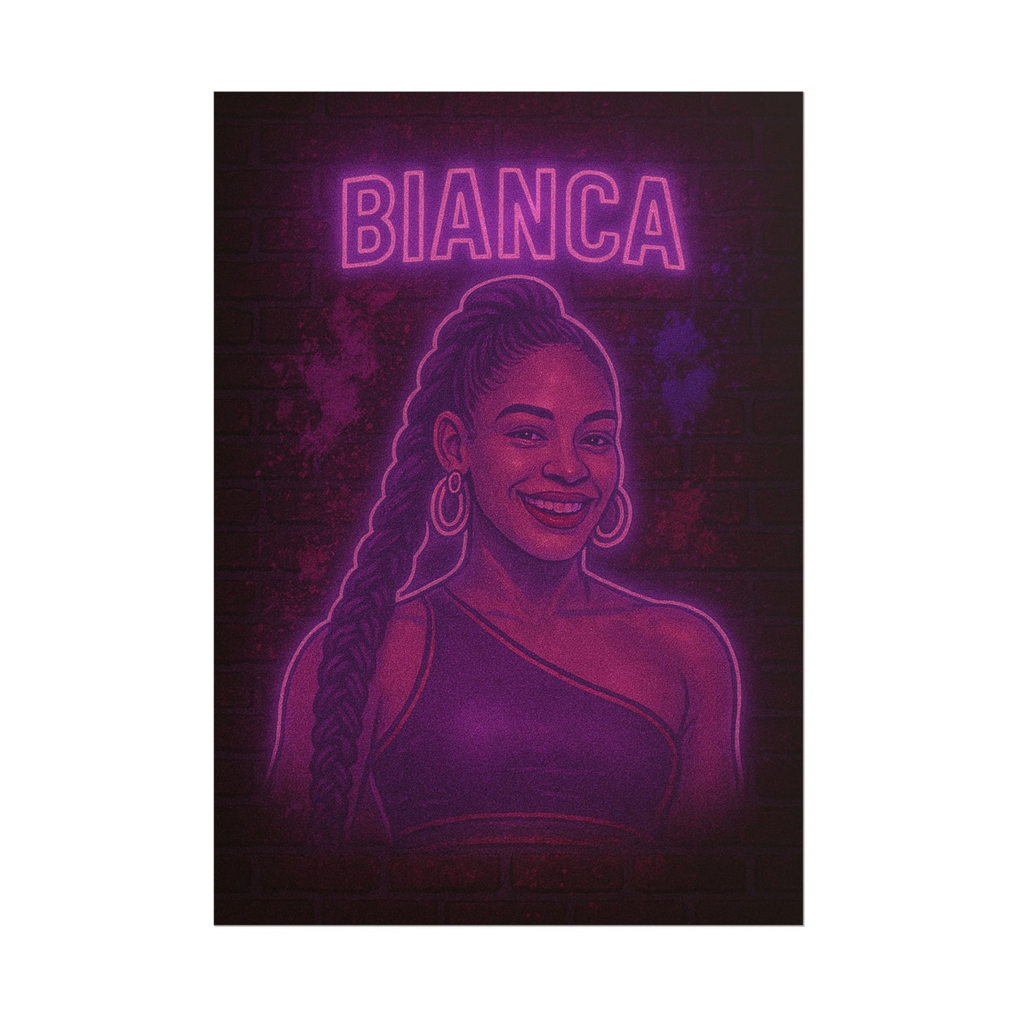 Bianca Belair Neon Rolling Poster