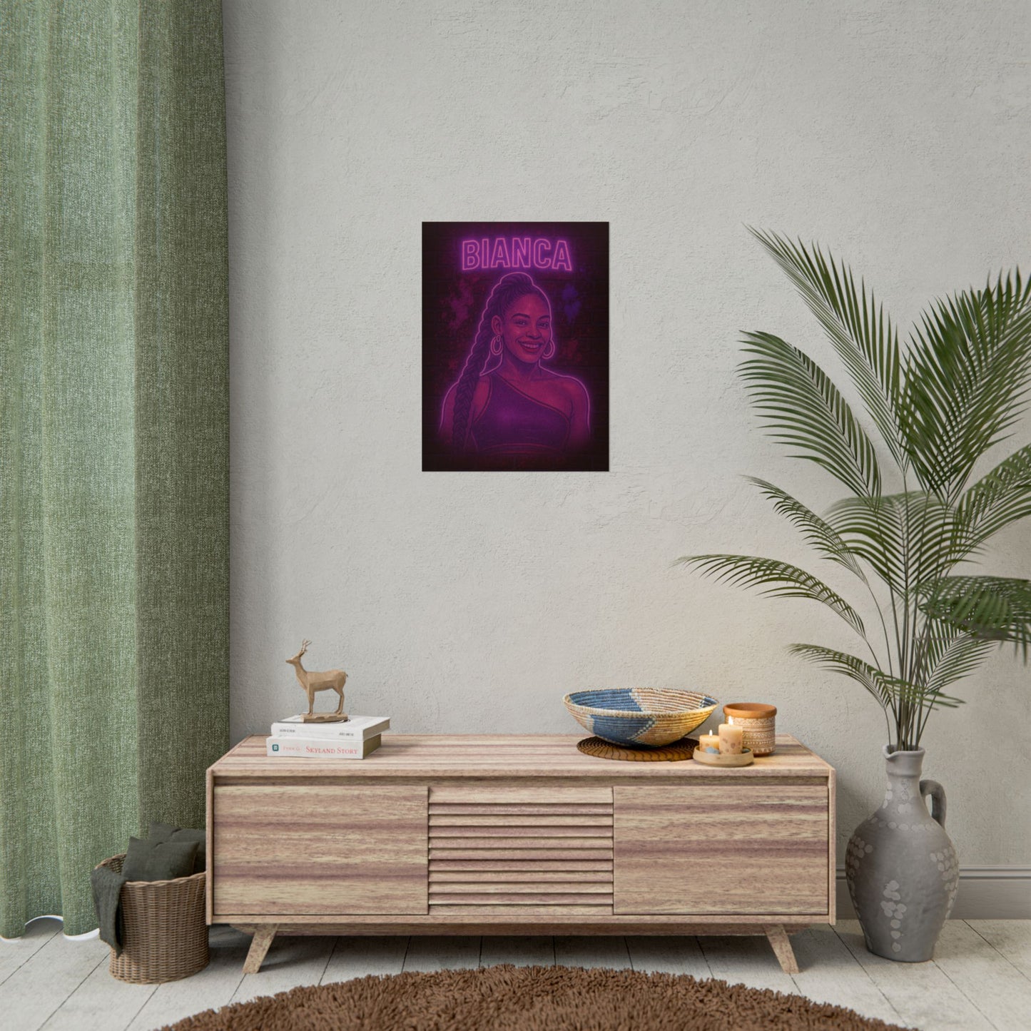 Bianca Belair Neon Rolling Poster