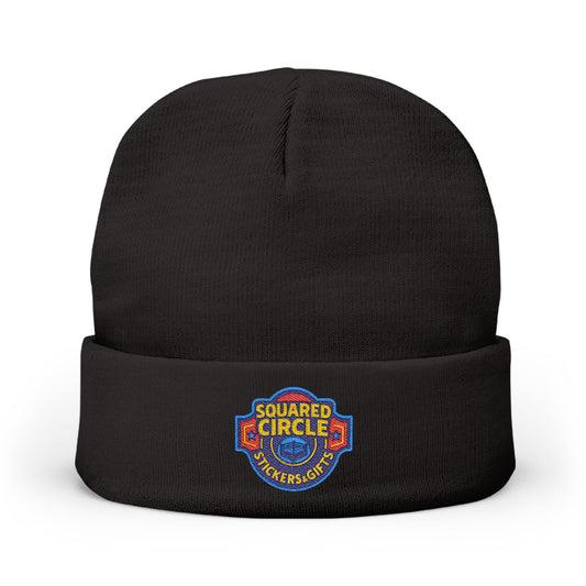 Squared Circle Embroidered Knit Beanie