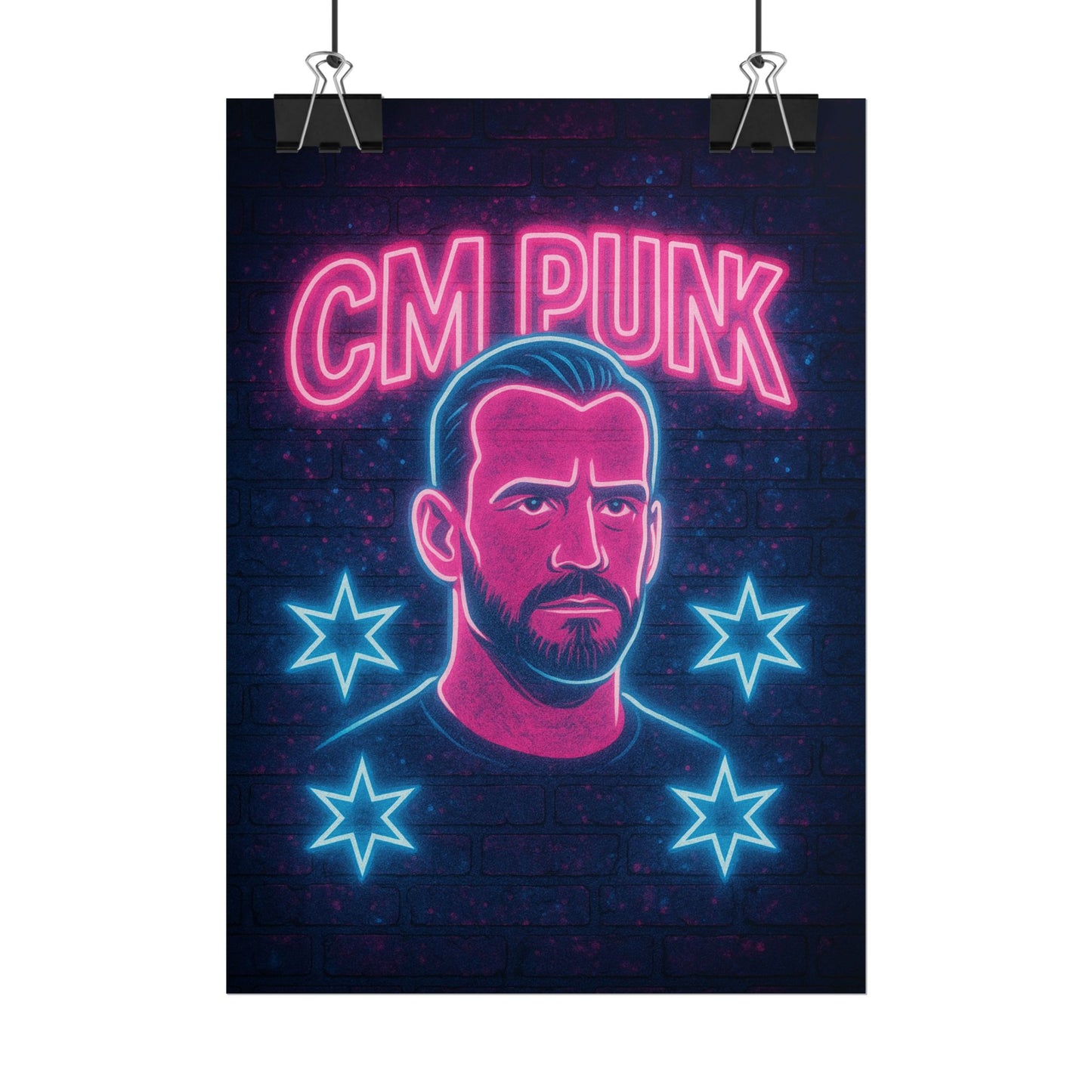 CM Punk Neon Rolling Poster