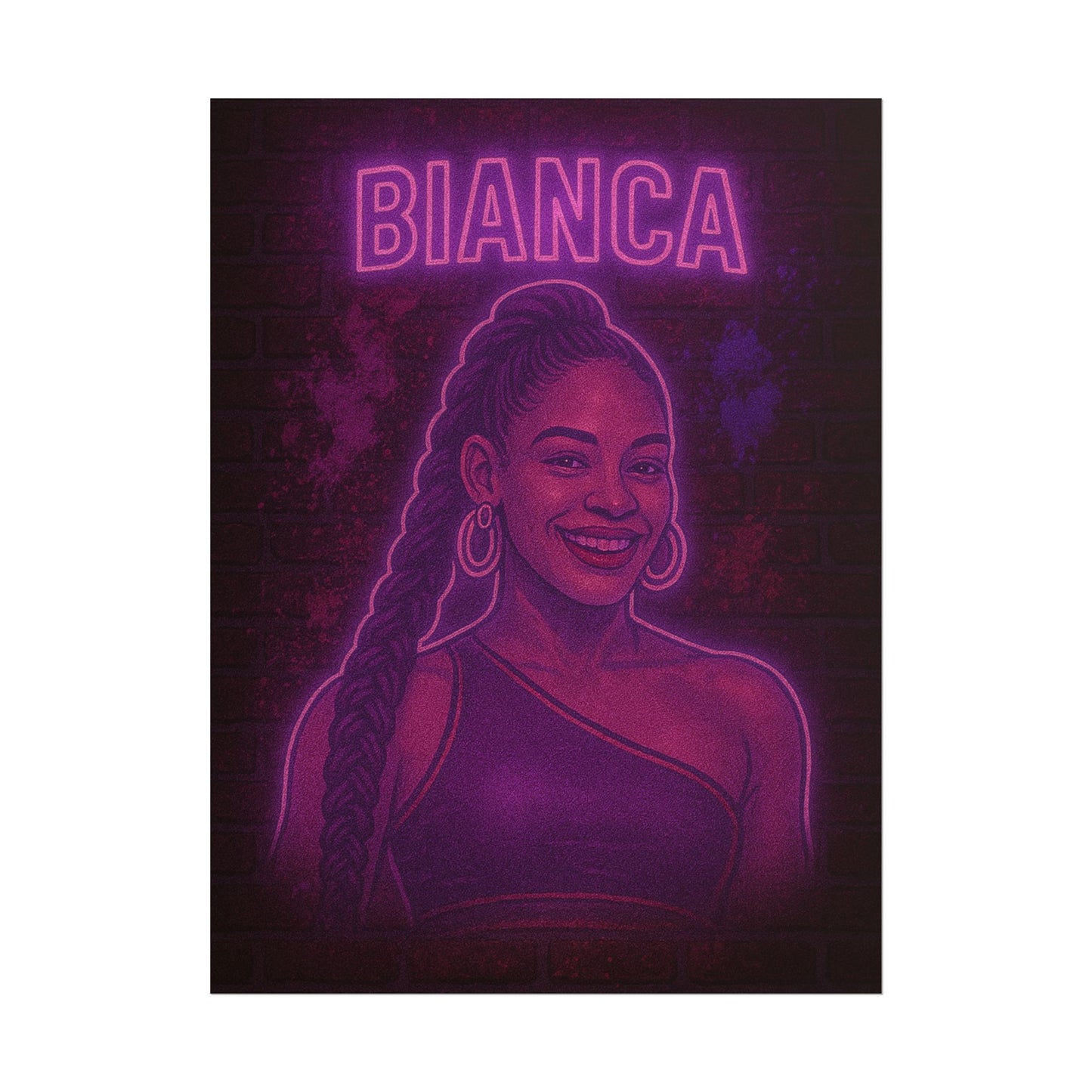 Bianca Belair Neon Rolling Poster