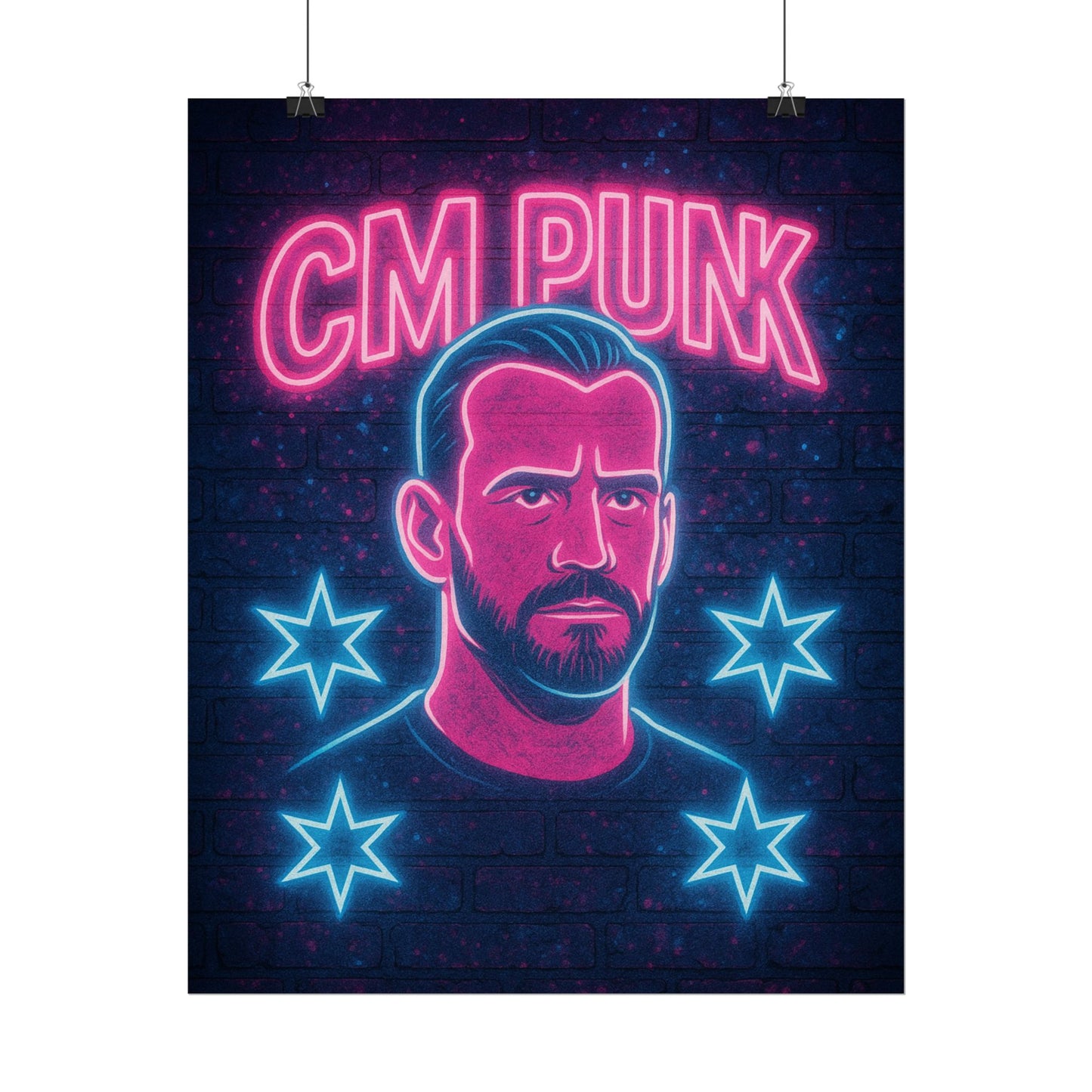 CM Punk Neon Rolling Poster