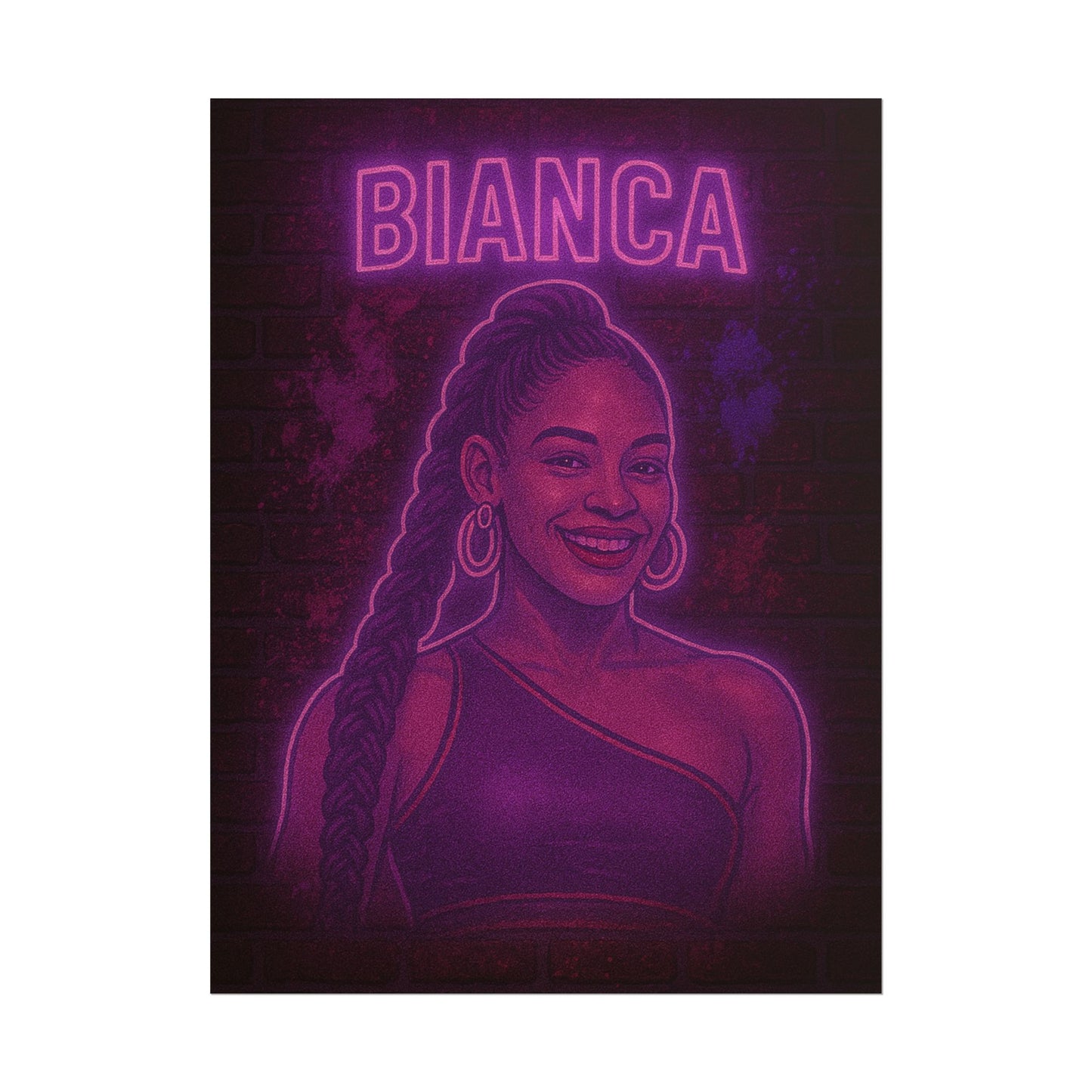 Bianca Belair Neon Rolling Poster