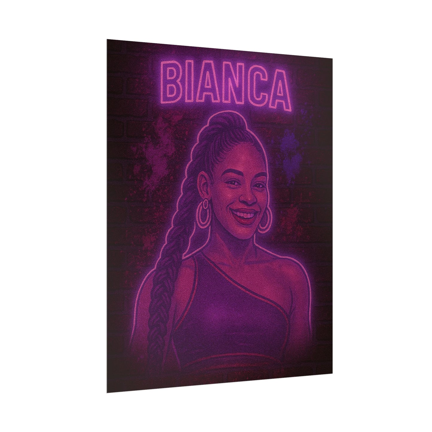 Bianca Belair Neon Rolling Poster