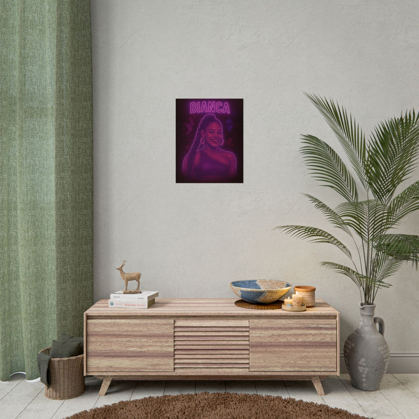 Bianca Belair Neon Rolling Poster