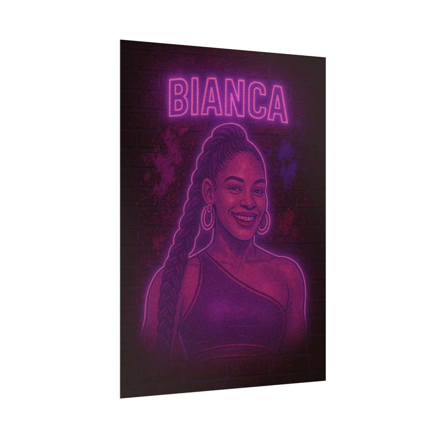 Bianca Belair Neon Rolling Poster