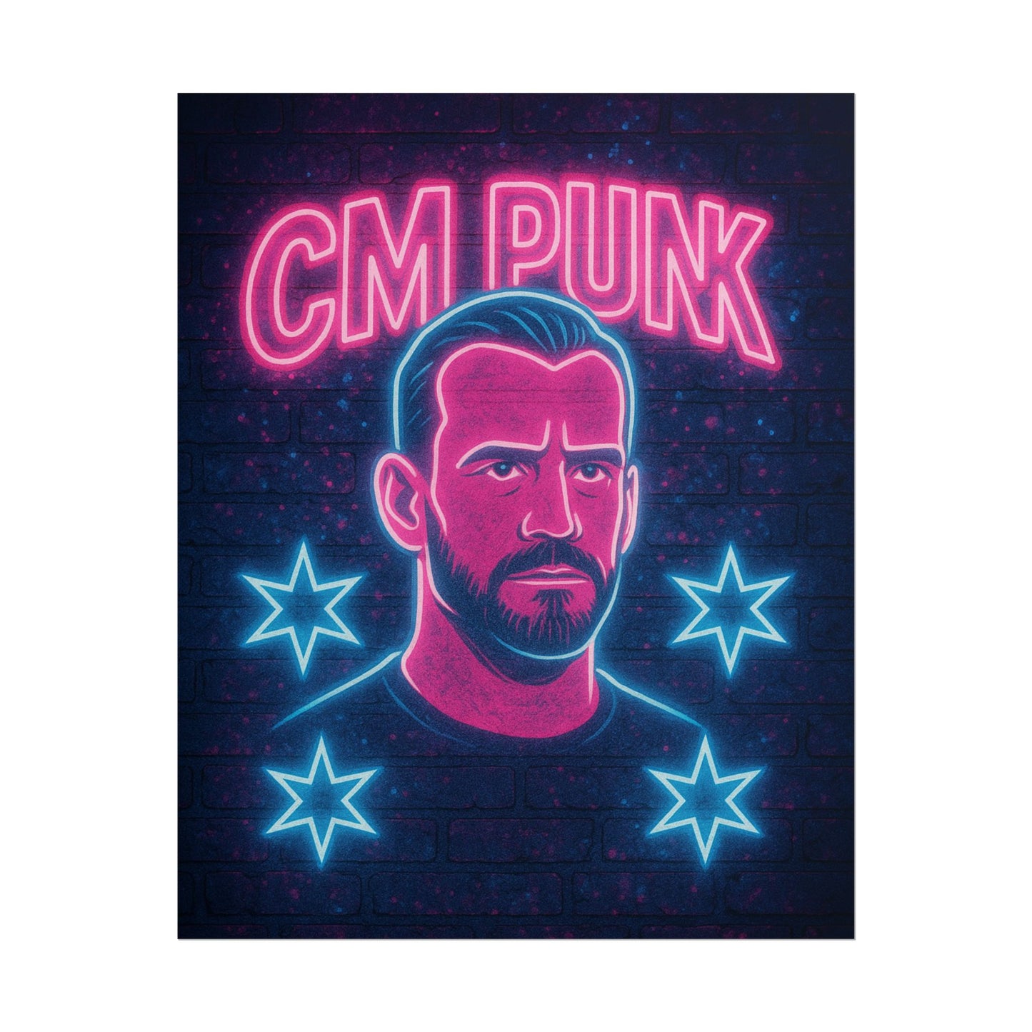 CM Punk Neon Rolling Poster