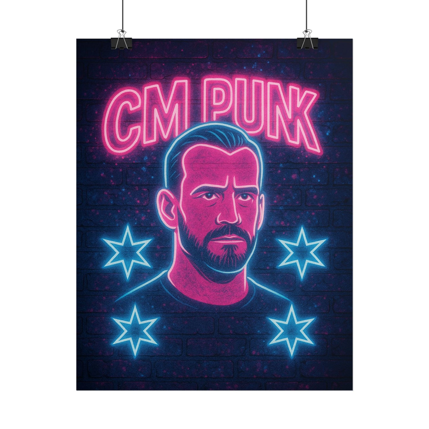 CM Punk Neon Rolling Poster