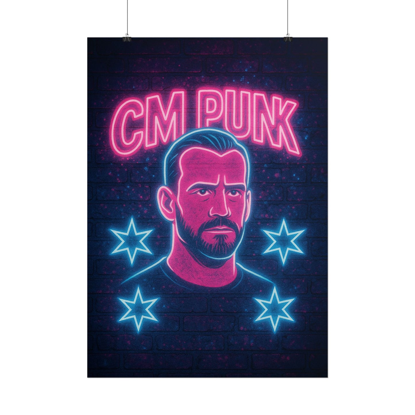 CM Punk Neon Rolling Poster