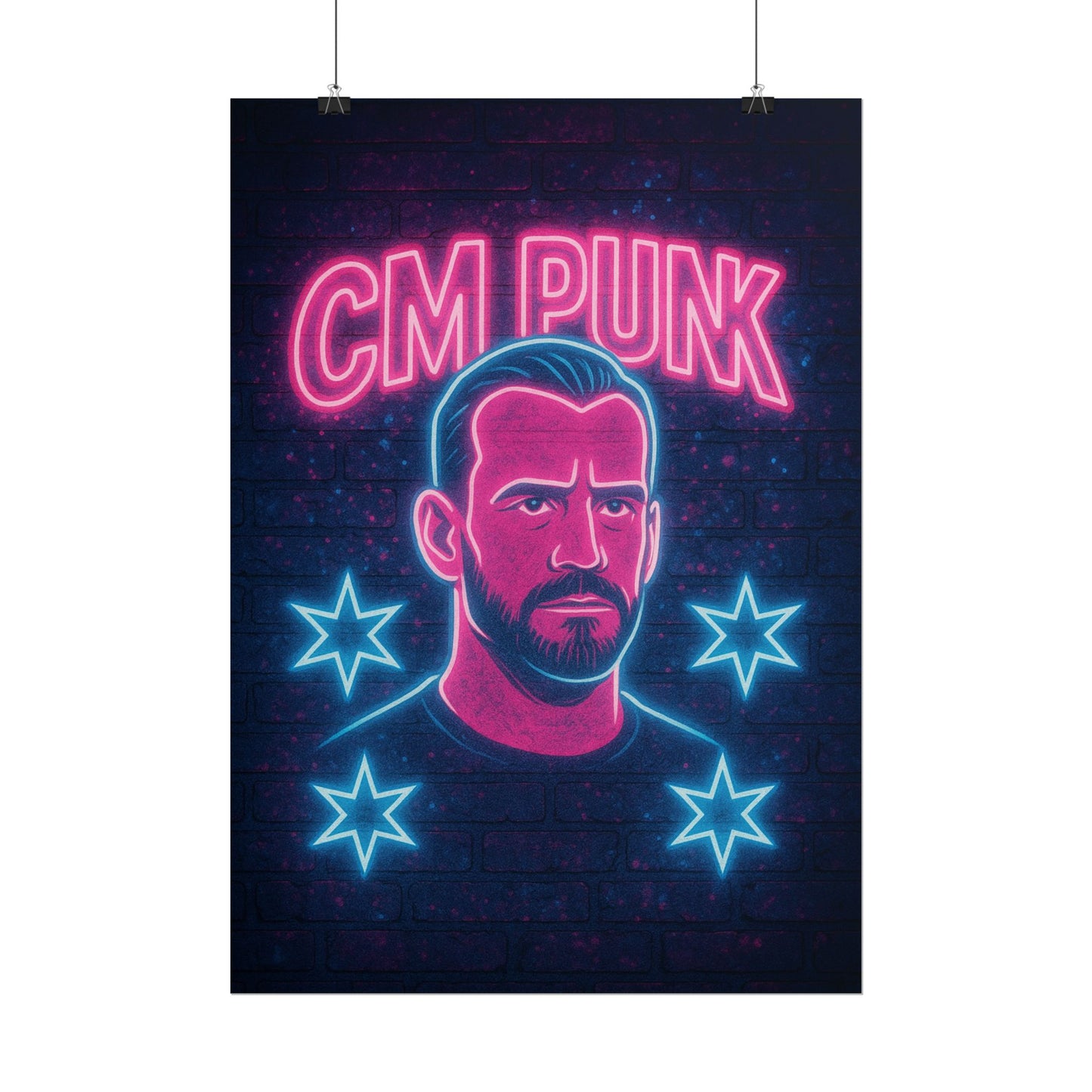CM Punk Neon Rolling Poster