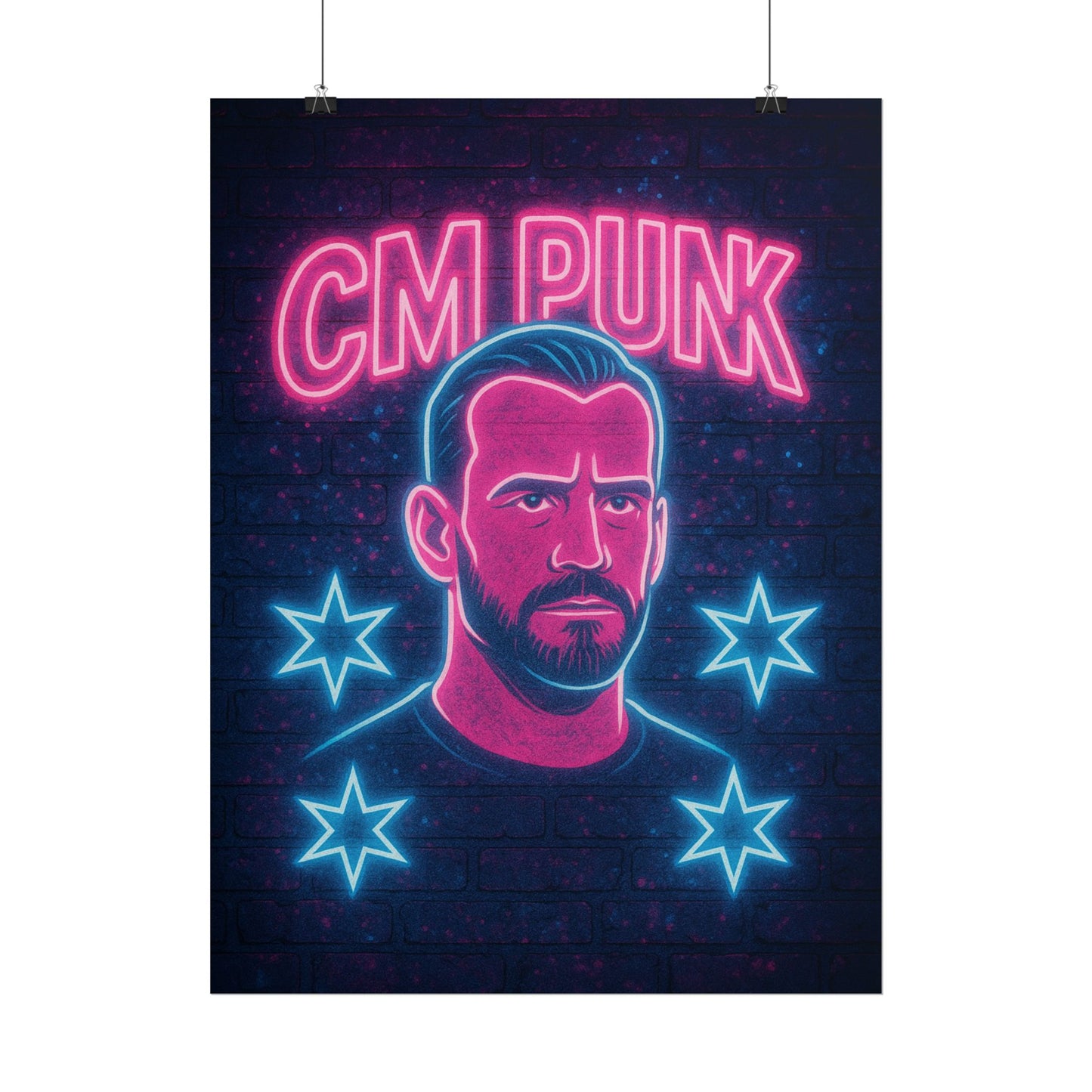 CM Punk Neon Rolling Poster