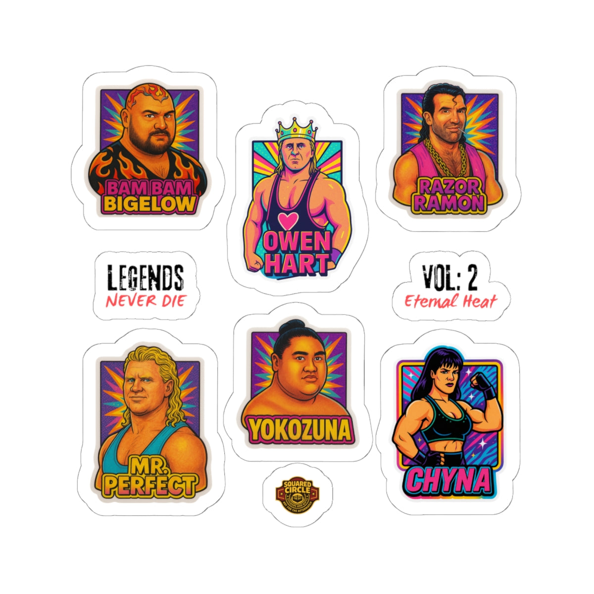 Legends Never Die: Vol 2 - Eternal Heat - Wrestling Legends Kiss-Cut Stickers