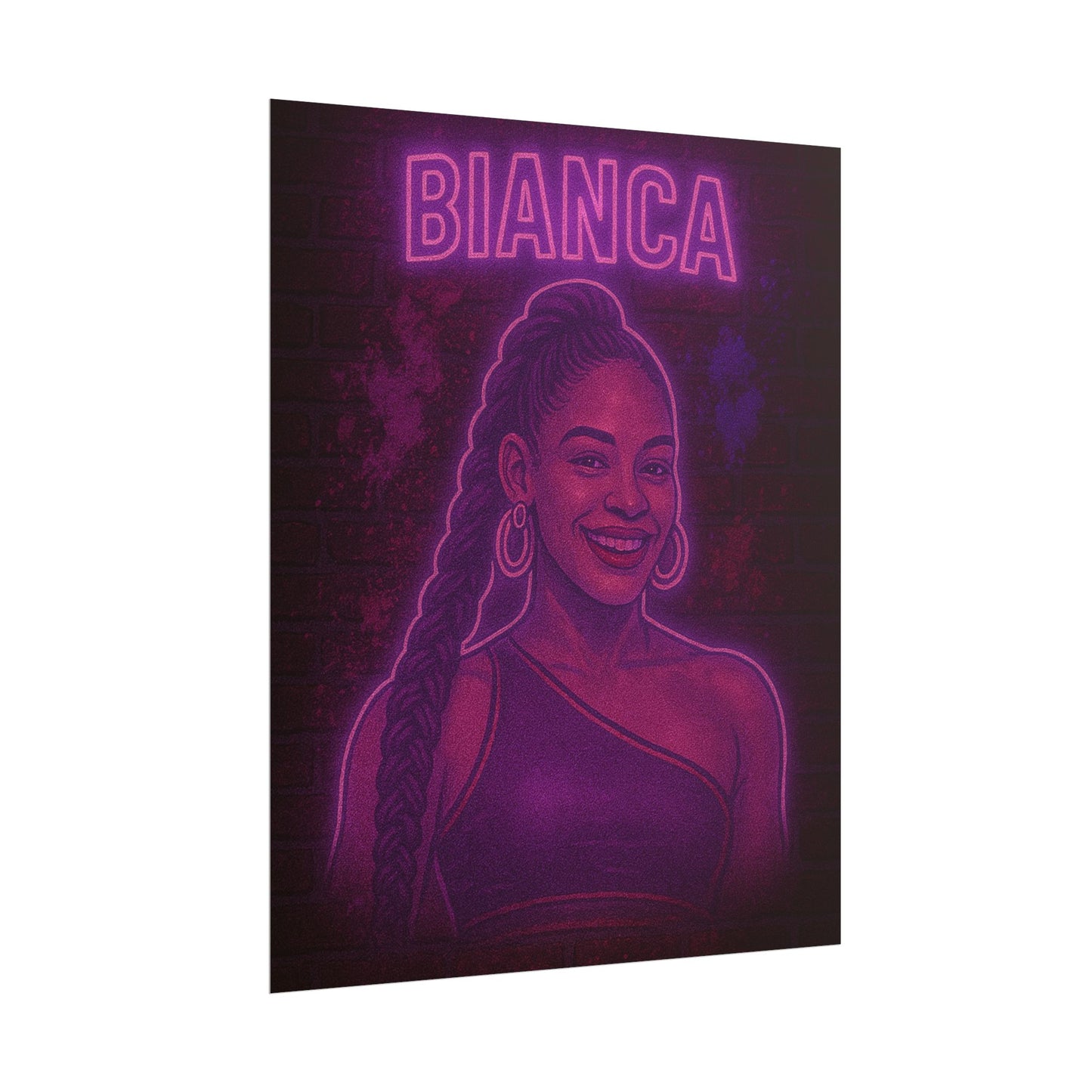 Bianca Belair Neon Rolling Poster