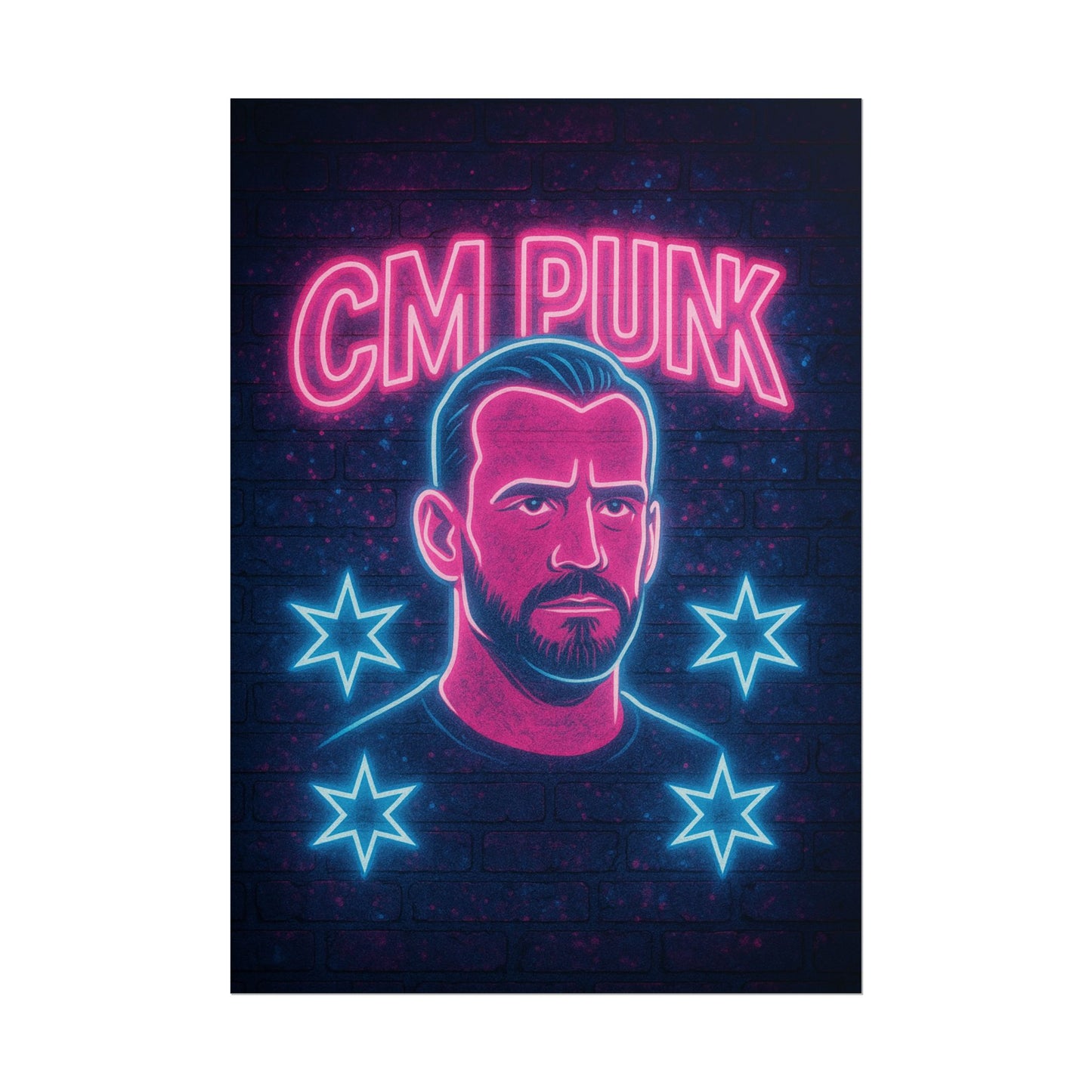 CM Punk Neon Rolling Poster