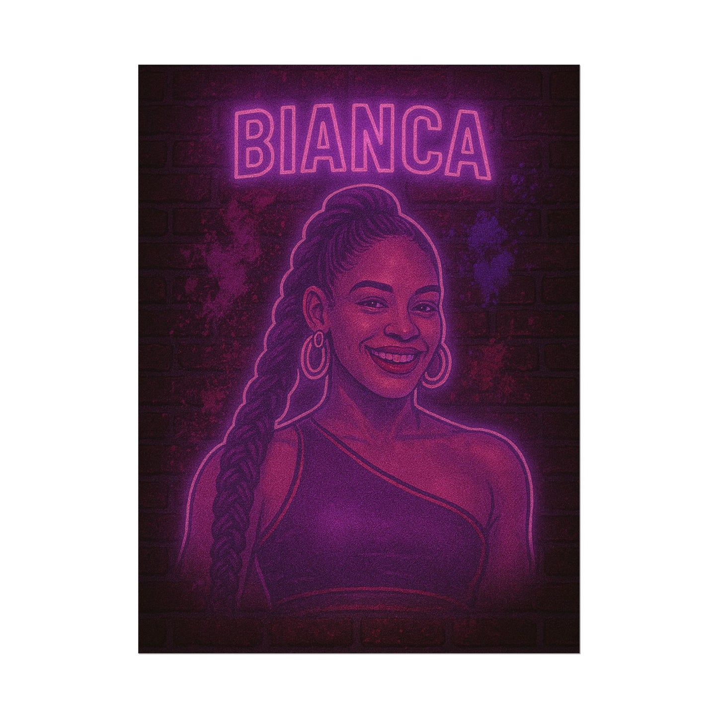 Bianca Belair Neon Rolling Poster