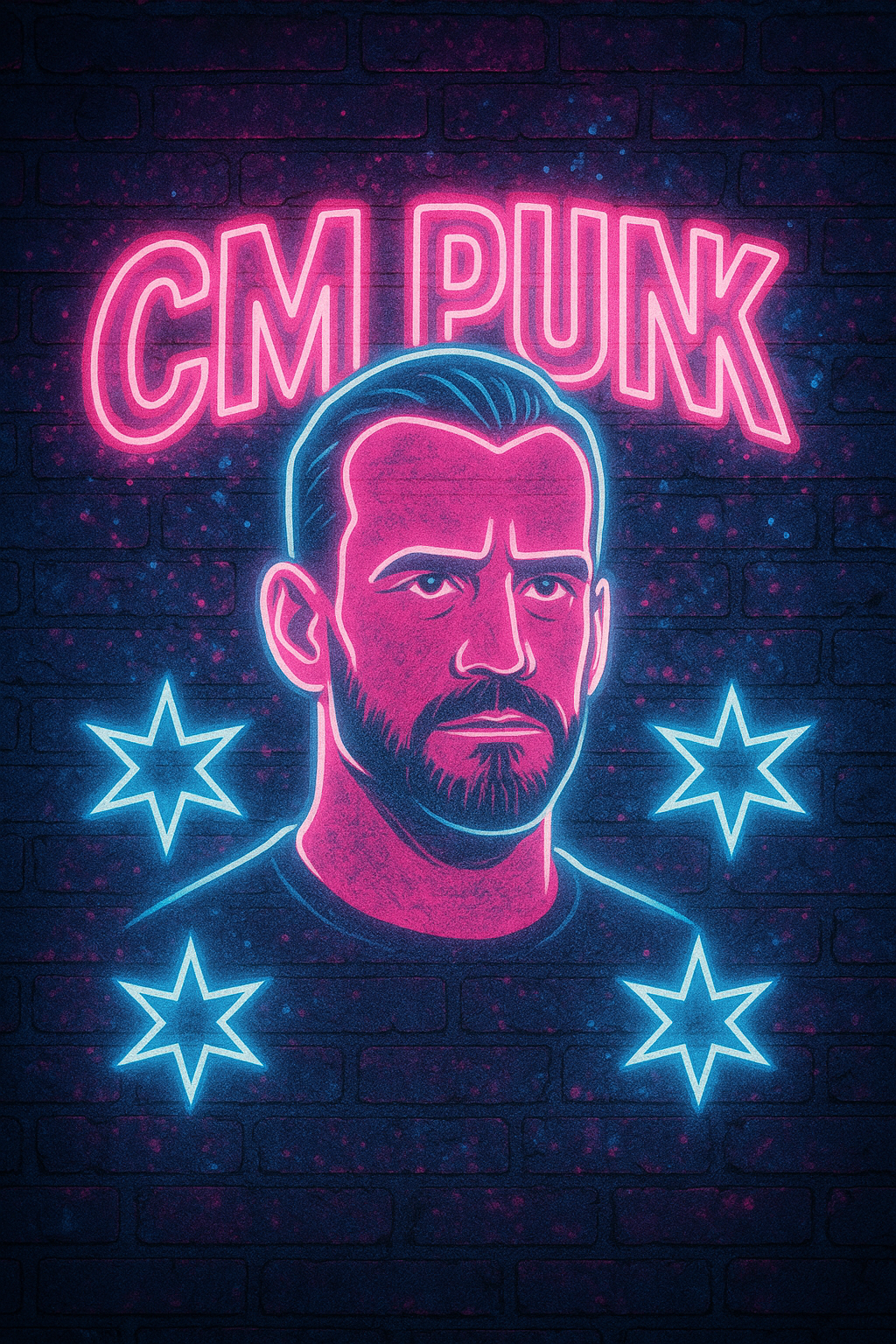 CM Punk Neon Rolling Poster