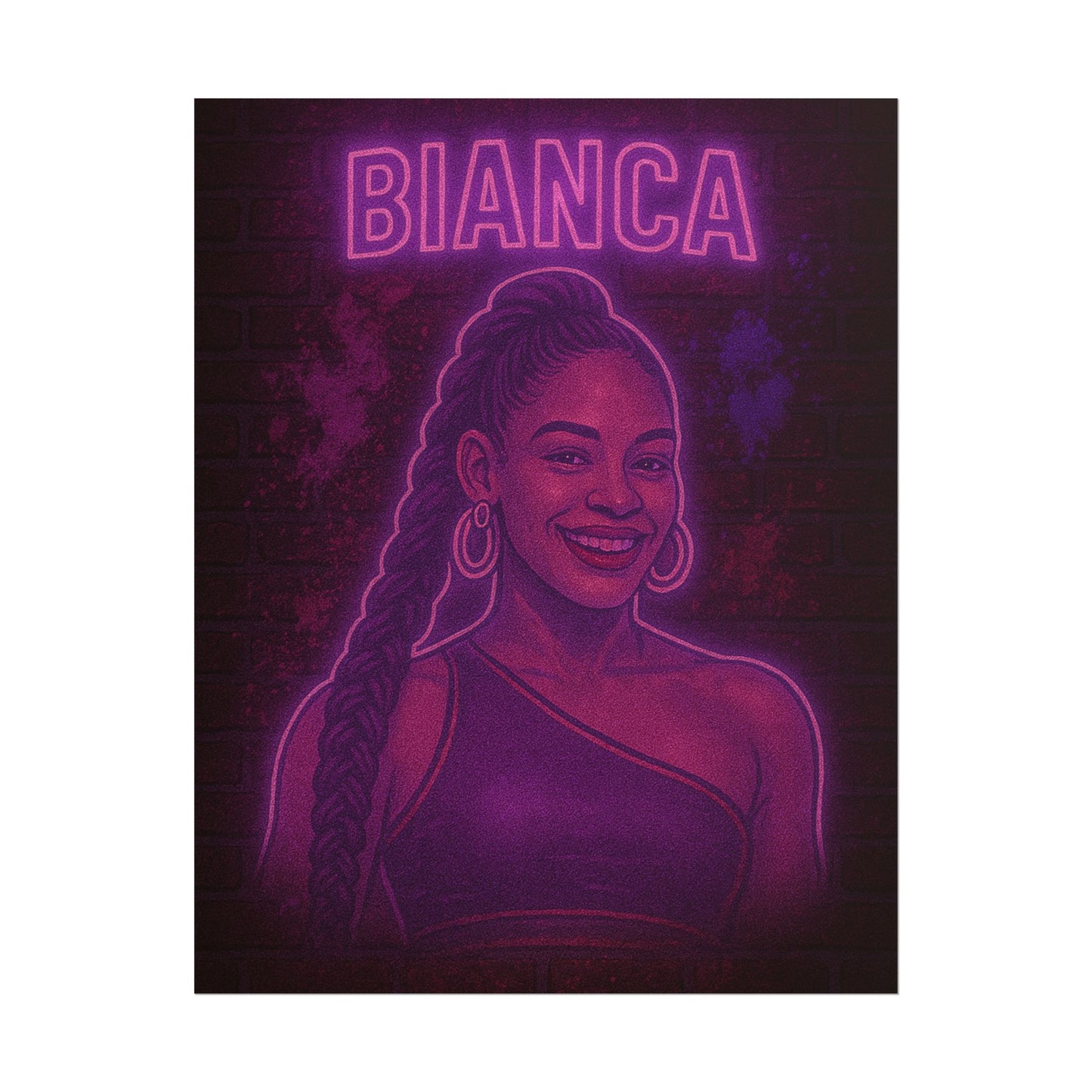 Bianca Belair Neon Rolling Poster