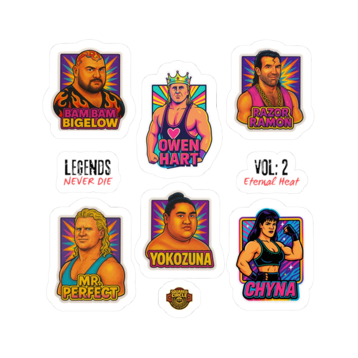 Legends Never Die: Vol 2 - Eternal Heat - Wrestling Legends Kiss-Cut Stickers