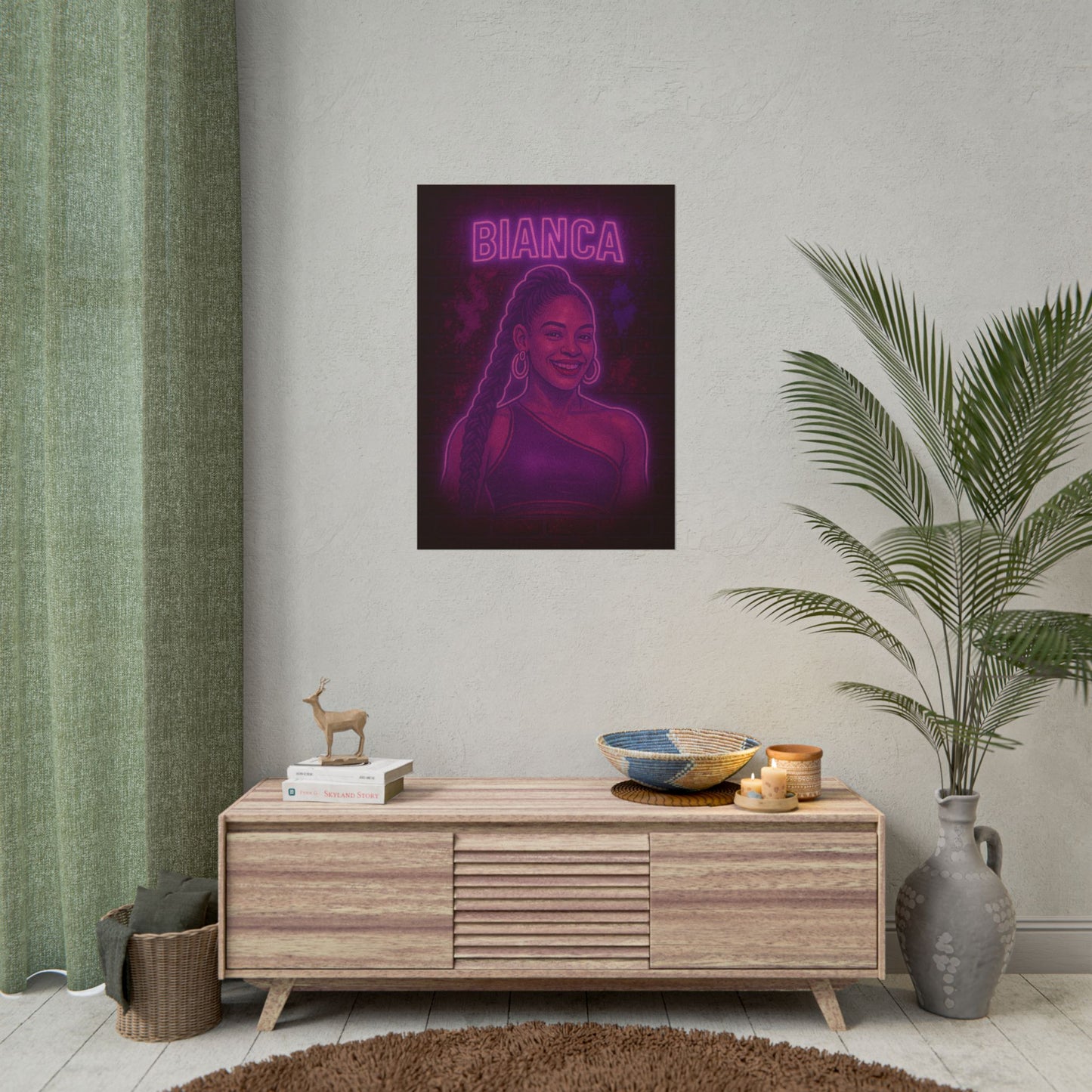 Bianca Belair Neon Rolling Poster