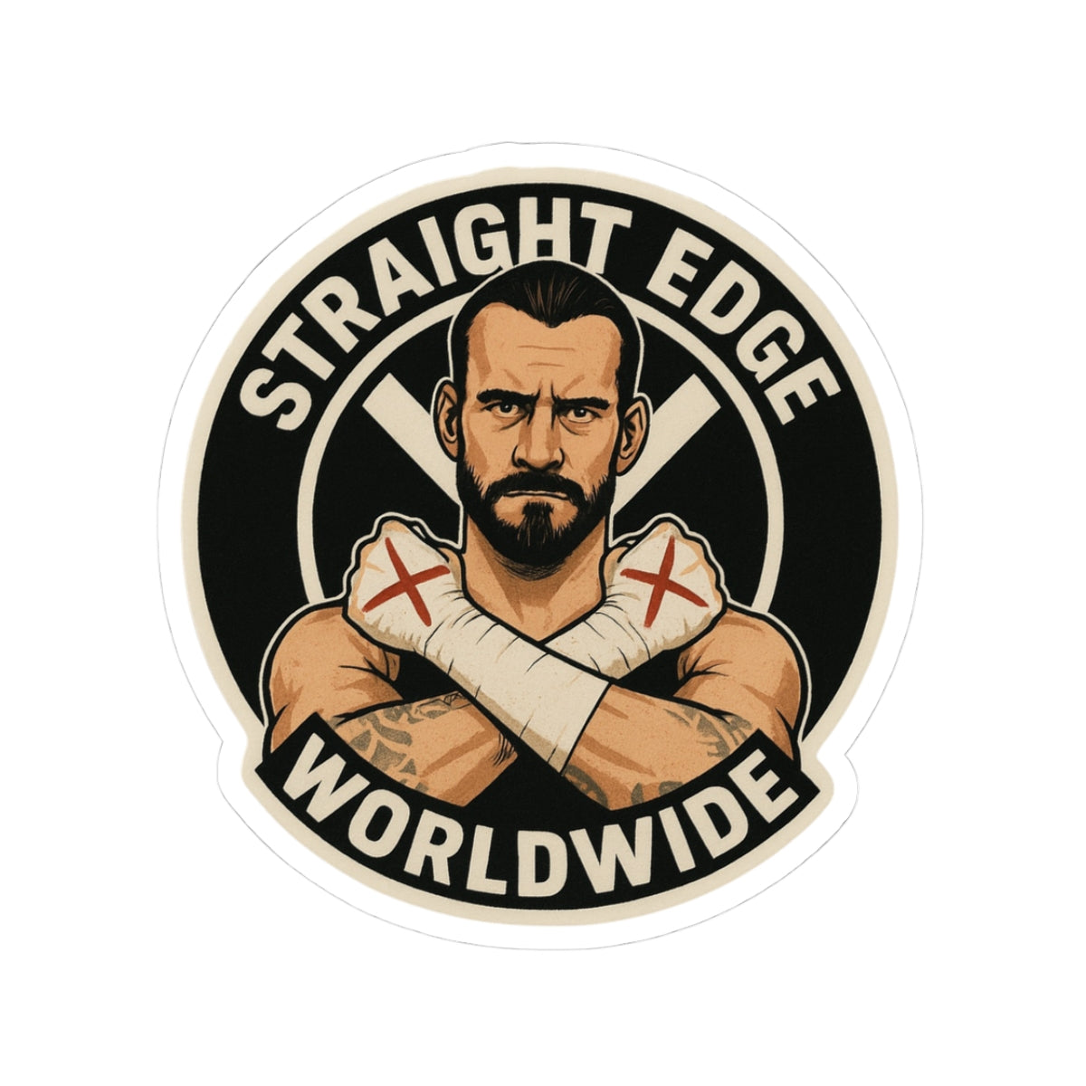 CM Punk Straigh Edge World Wide Kiss-Cut Sticker