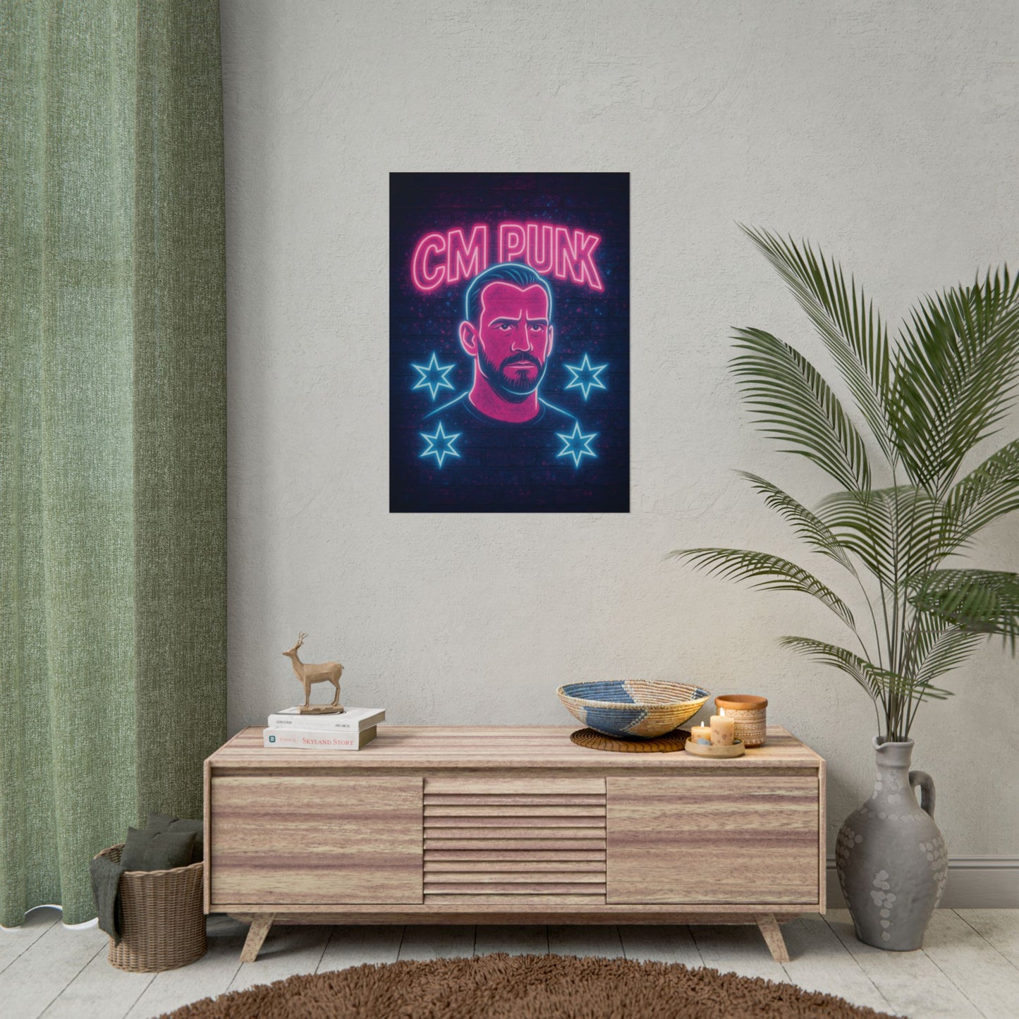 CM Punk Neon Rolling Poster