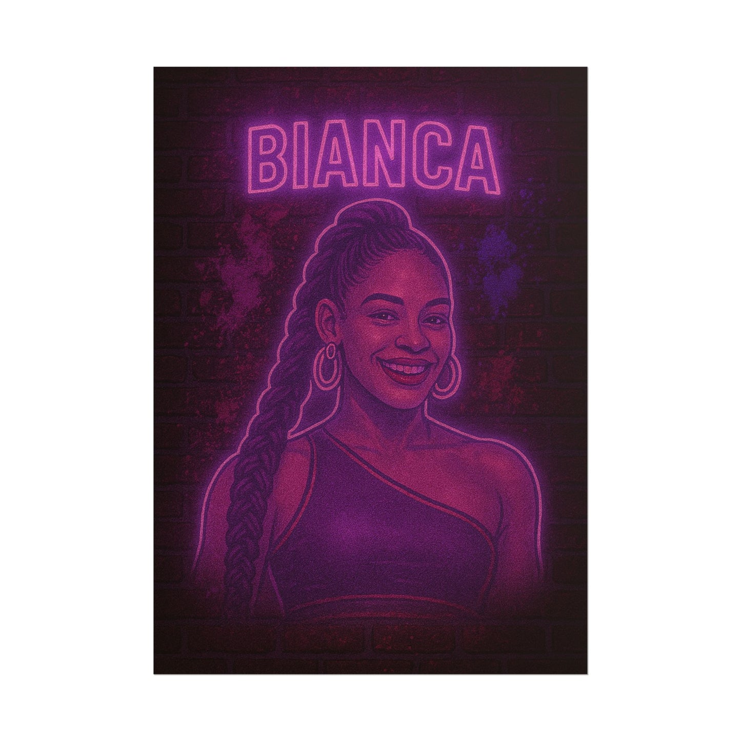 Bianca Belair Neon Rolling Poster