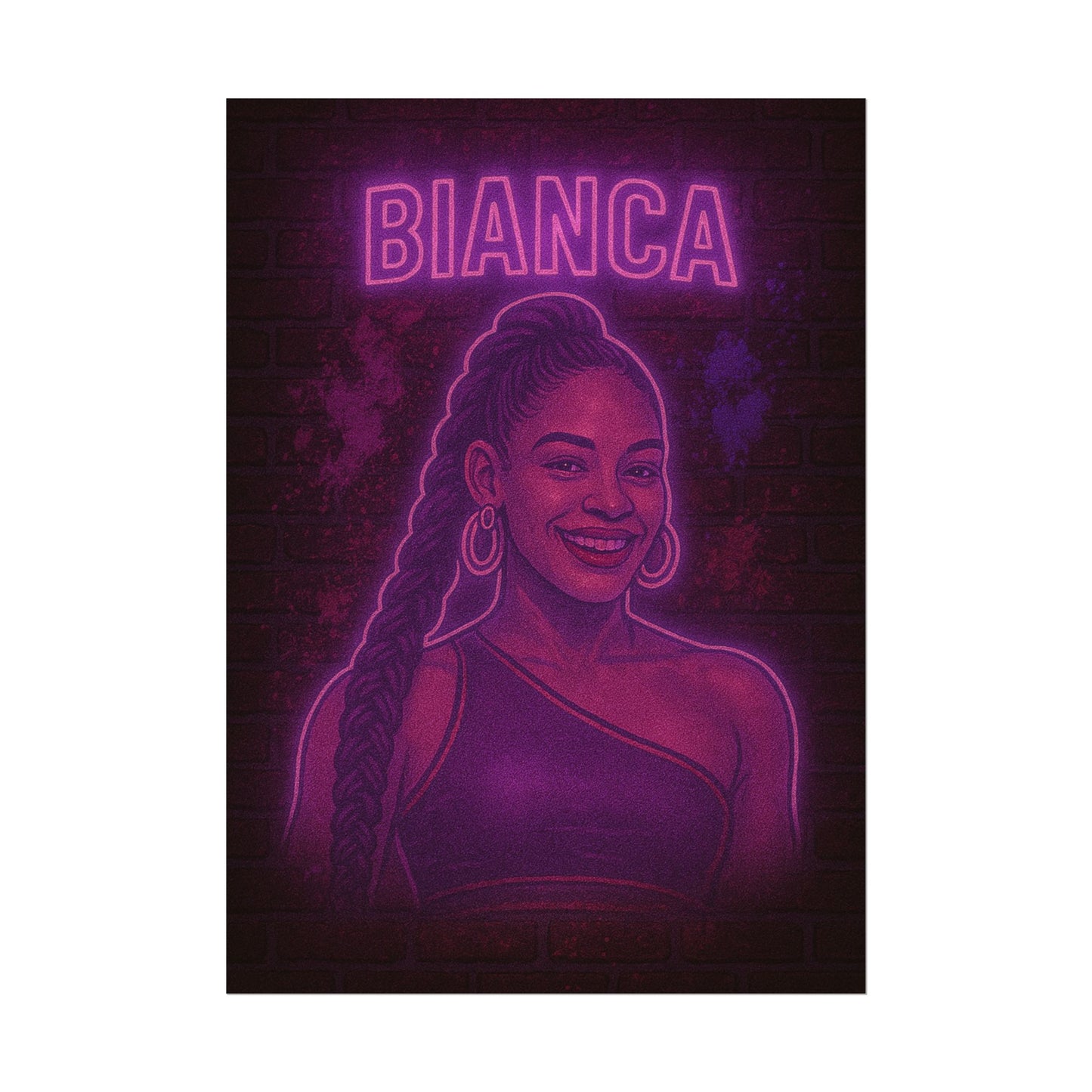 Bianca Belair Neon Rolling Poster