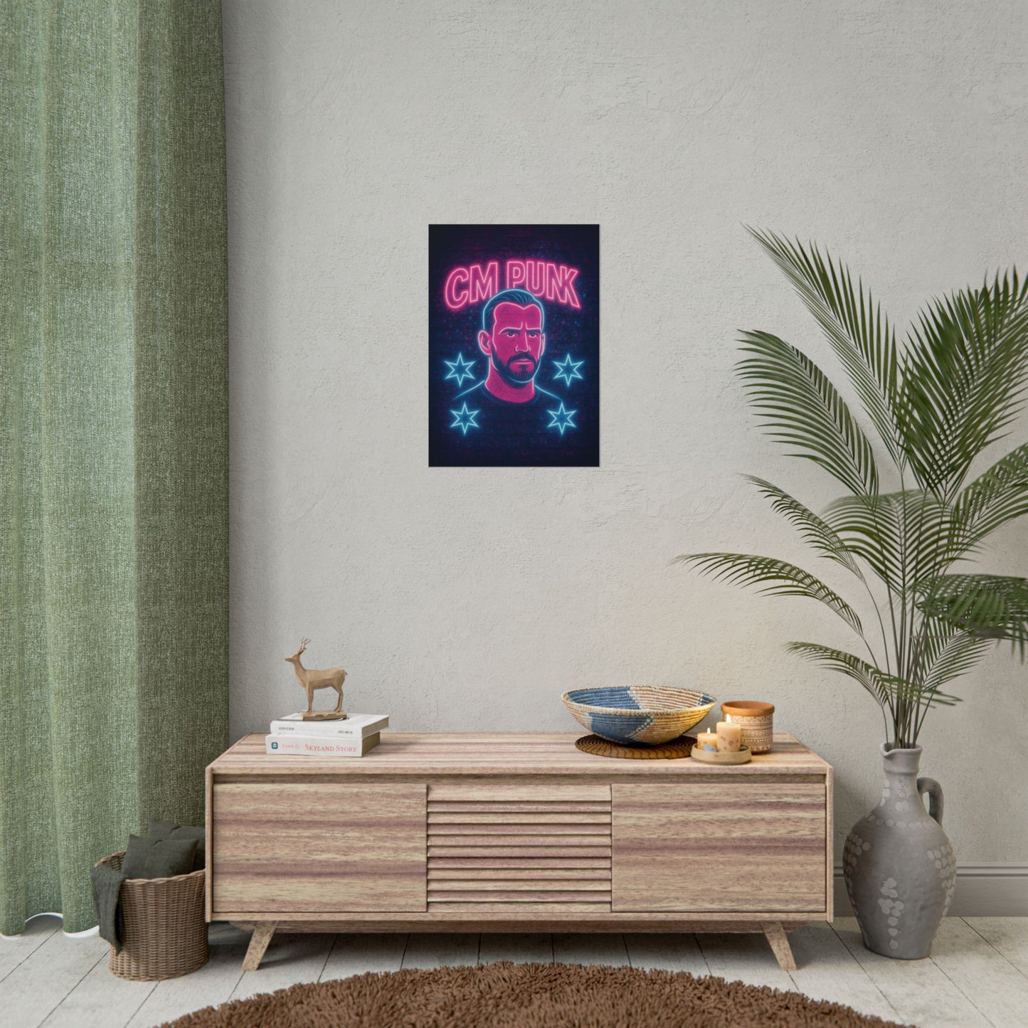 CM Punk Neon Rolling Poster