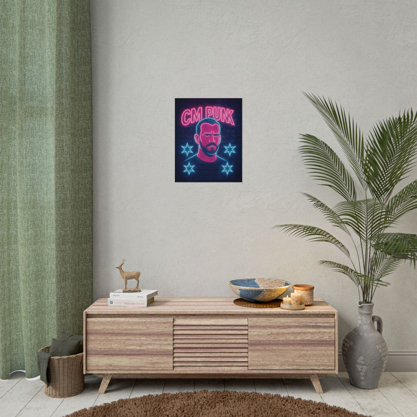 CM Punk Neon Rolling Poster